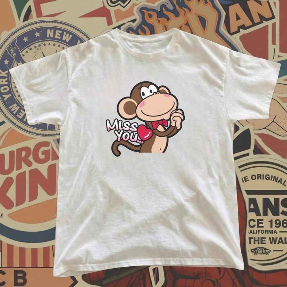 White Miss You Monkey Graphic Tee